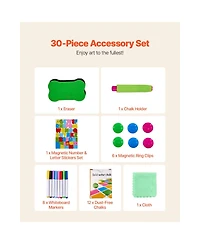 Wooden Kids Art Easel 2-in-1 Magnetic, Chalkboard, Paper Roll