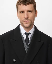 Mango Men's Long Double-Breasted Wool Coat