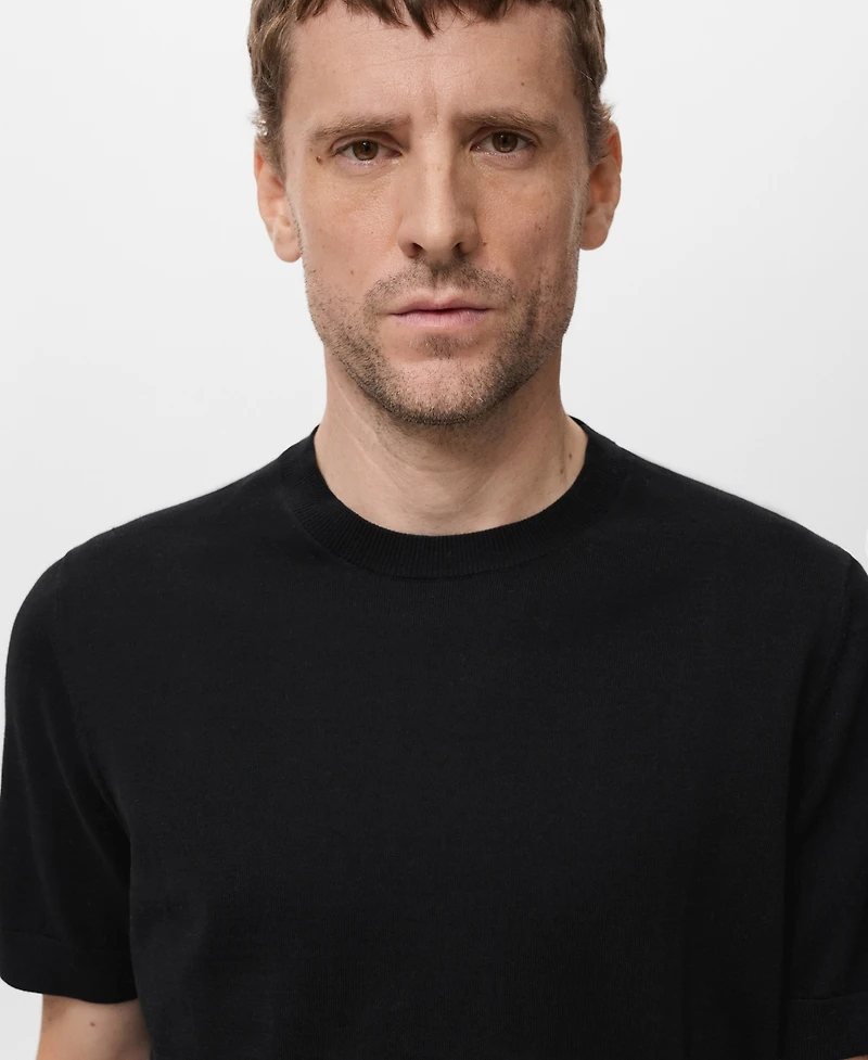 Mango Men's Cotton Fine-Knit T-Shirt