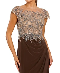 Mac Duggal Women's Crystal-Embellished Jersey Evening Gown with Sheer Bodice
