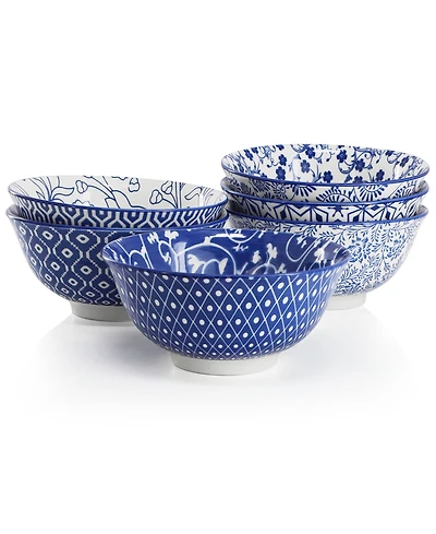 Elama Moxy Footed Bowls, Set of 6, Service For 6