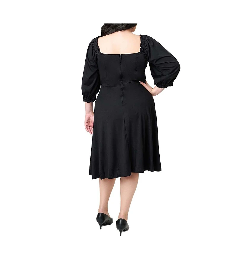 Unique Vintage Plus Peasant Sleeve Swing Dress