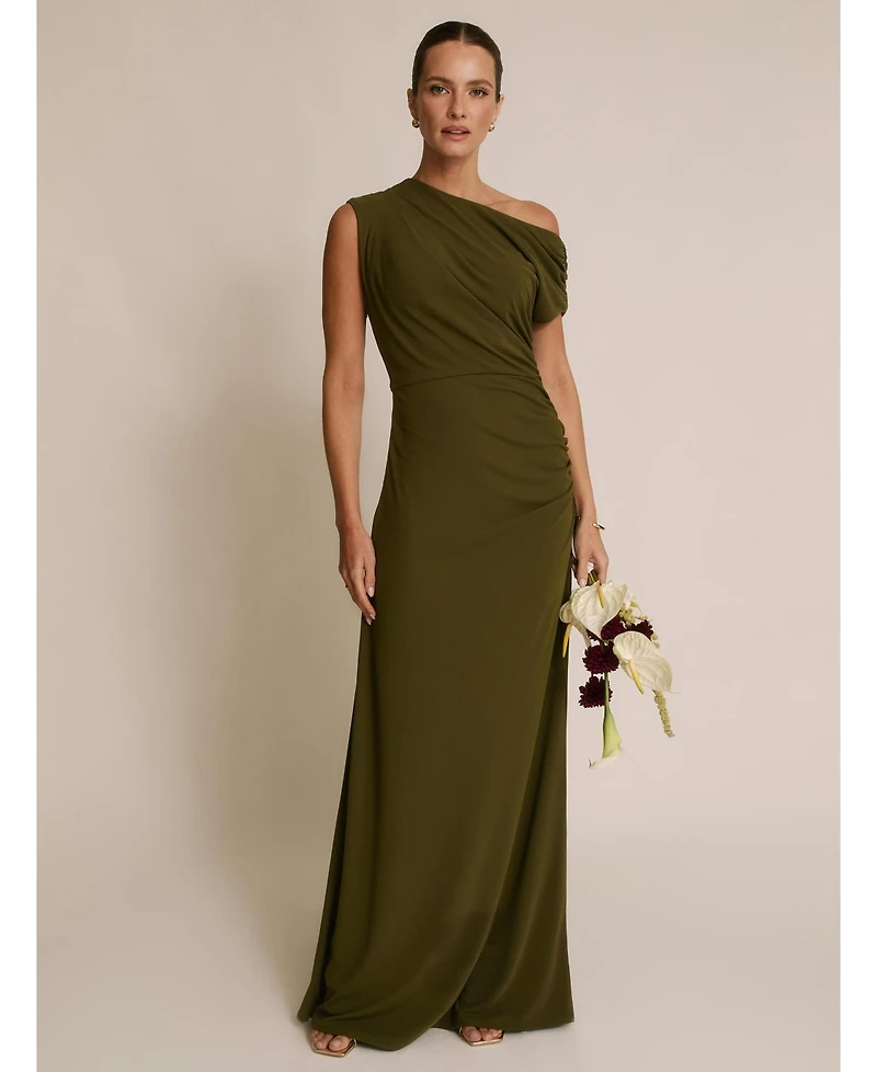 Six Stories Women's Slash Neck Draped Bridesmaid Dress