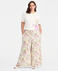 Vince Camuto Plus Wide-Leg Elastic Waist Pants