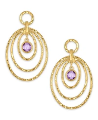 Macy's Amethyst (1-5/8 ct. t.w.) Diamond Cut Multi Row Oval Drop Earrings in 14k Gold Over Sterling Silver
