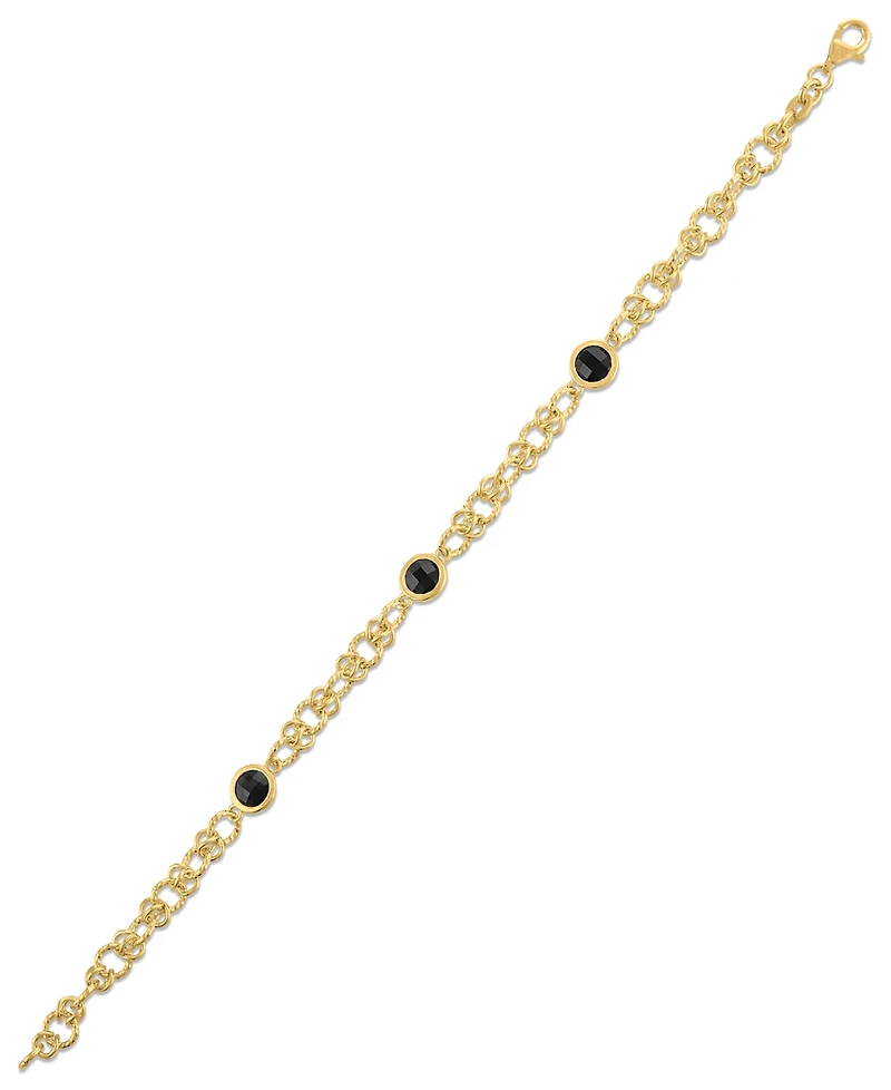 Macy's Amethyst (2-3/8 ct. t.w.) Station Diamond Cut Circle Bracelet in 14k Gold Over Sterling Silver (Also Available in Citrine and Onyx)