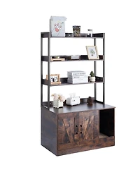 Cozito Wooden Cat Litter Box Enclosure with 3 Shelves