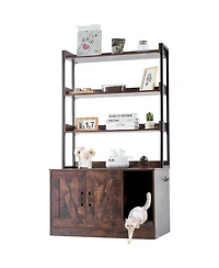 Cozito Wooden Cat Litter Box Enclosure with 3 Shelves