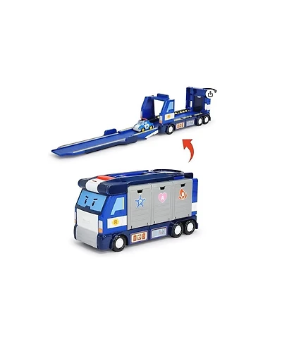 Robocar Poli Transforming Police Hq Playset & Trailer Truck | Role Play Toy with Vehicle Launchers (1 Poli Die-Cast Car Included)