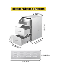 gaomon 17W x 21D x 30H Inch Outdoor Kitchen Drawers, Paper Towel Holder, Triple Stainless Steel Bbq Drawers, Grill Station