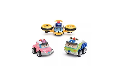 Robocar Poli Die-Cast Rescue Vehicle Set (Droney, Sandy, Keaton) | Perfect Birthday Toy Car Gift for Kids' Role Play & Learning