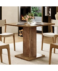 Tribesigns Small Dining Table for 2-4, 35.4" x 31.5" Kitchen Table with Fluted Base, Modern Farmhouse Dinner Table