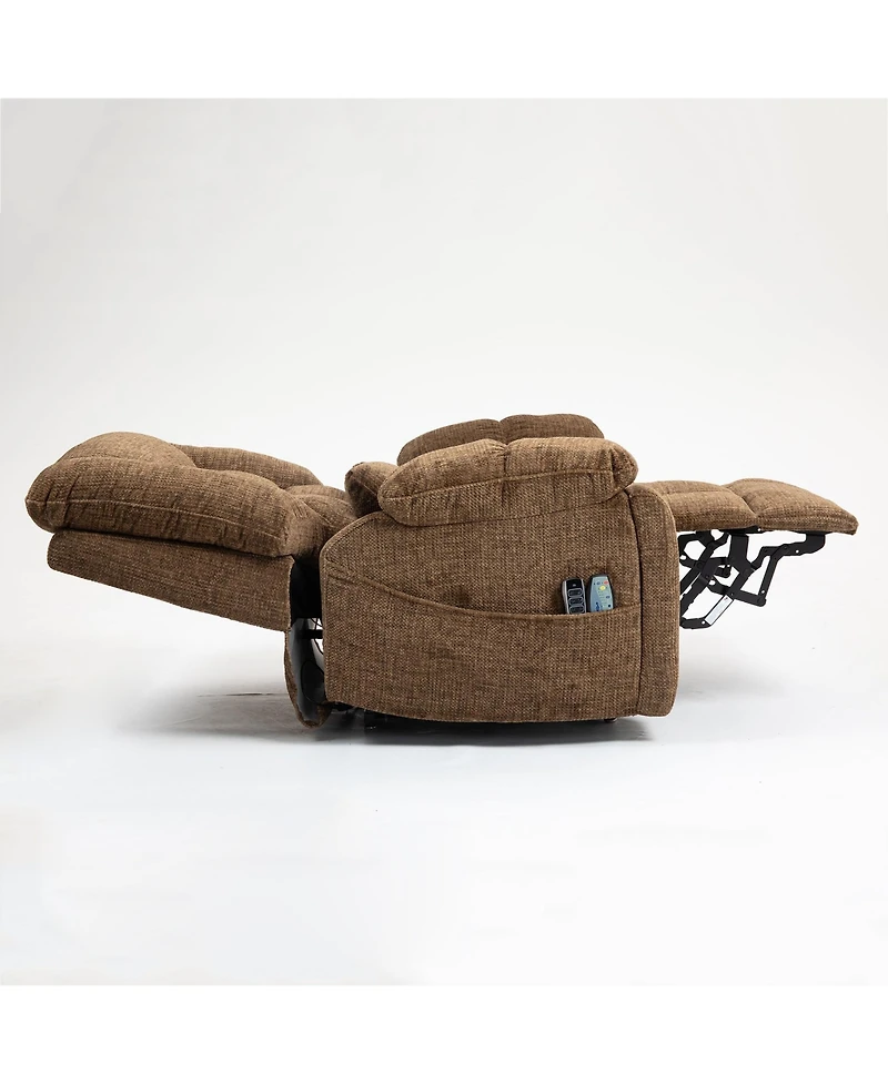 Boyel Living Chenille Power Lift Recliner Chair with Heat and Massage, 4 Okin Motors, Adjustable Headrest Lumbar