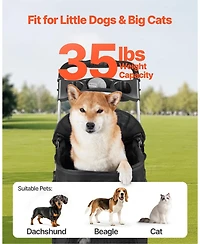Cozito 4-Wheel Foldable Pet Stroller with Detachable Carrier, Holds up to 35 lbs