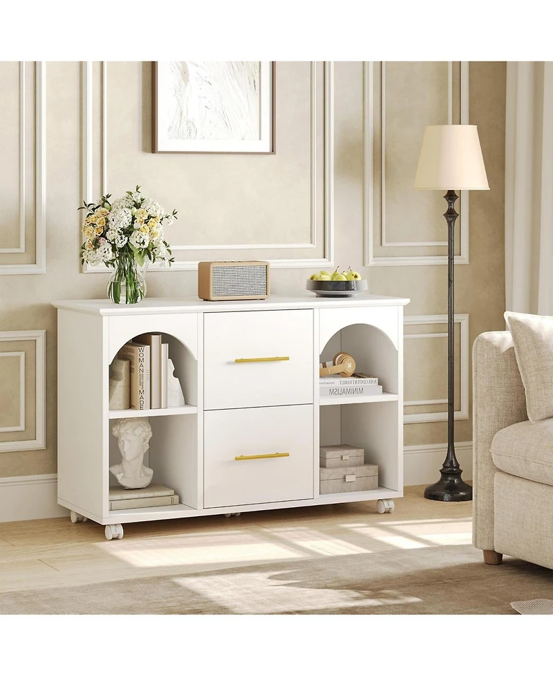 Tribesigns 39-Inch Rolling Cabinet, 2 Drawer Mobile File Cabinet with Wheels & Shelves,