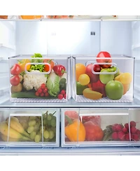 Sorbus 3 Pack Large Clear Plastic Container Bins - Great for Organizing the Kitchen, Fridge, Pantry and More