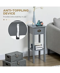 Homcom 29" 2-Tier Side Table with Drawer Shelf, End Table for Living Room,