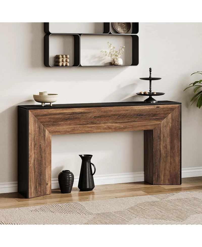 Tribesigns Console Table for Entryway, 63 Inches Extra Long Black Wooden Sofa Table for Living Room, Modern Hallway Foyer Table