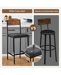 gaomon 25.2 Inch Modern Counter Height Barstools with Back and Footrest Set of 4 Pu Upholstered Barstools