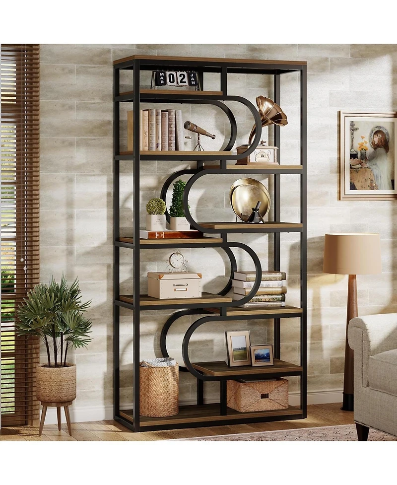 Tribesigns 5-Tier Industrial Bookshelf, 71-inch Tall Etagere Bookcase with Heavy-Duty Metal Frame
