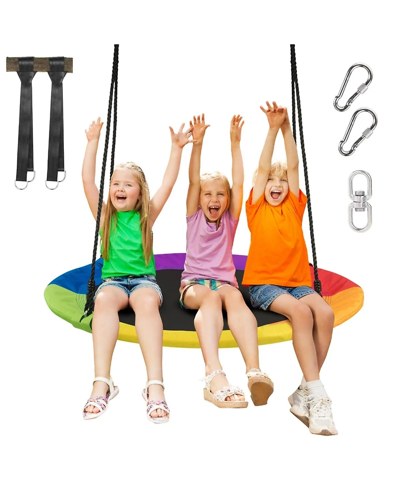 Sugift 40-Inch Flying Saucer Tree Swing Outdoor Play Set with Easy Installation Process for Kids