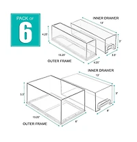 Sorbus 2 Large & 4 Small Clear Stackable Fridge Drawers with Handles - Food Storage Containers for Kitchen, Freezer, Vanity & Fridge
