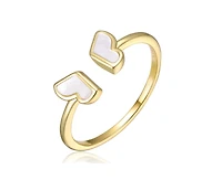 Genevive Timeless 14K Gold Plated Mother of Pearl Heart Open Ring