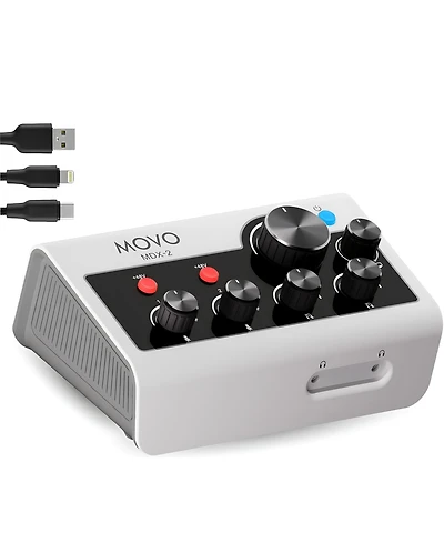 Movo Mdx-2 2 Channel Xlr Portable Audio Interface Compatible with Pc, Mac, iPhone, iPad, and Android
