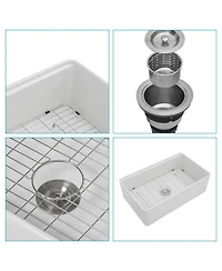 flynama 33x20x10inch White Farmhouse Sink Porcelain Ceramic Single Bowl Workstation Kitchen Sink