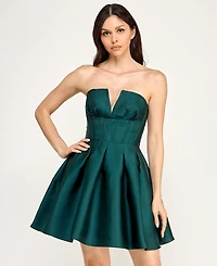 Seni & Cade Juniors' Corset Strapless V-Neck Dress