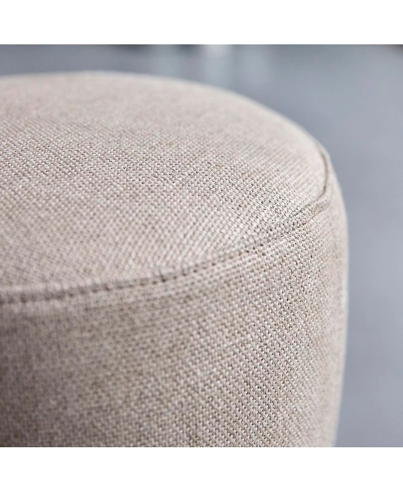 Tikamoon Drum solid Oak and Linen Stool, 1 seat