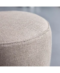 Tikamoon Drum solid Oak and Linen Stool, 1 seat