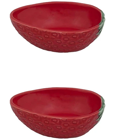 Bordallo Pinheiro Strawberries Oval Bowls, Set of 2