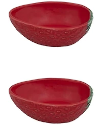 Bordallo Pinheiro Strawberries Oval Bowls, Set of 2
