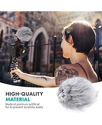 Movo WS1 Furry Outdoor Microphone Windscreen Muff for Small Compact Microphones up to 2.5 X 40mm (L x D)