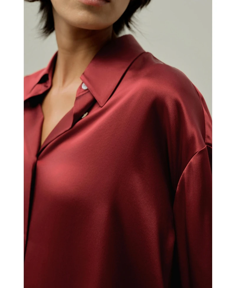 Lilysilk Women's Scarlet Oversize Silk Shirt