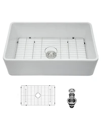 flynama 30x20x9-Inch Porcelain Ceramic Farmhouse Apron Front Single Bowl Kitchen Sink