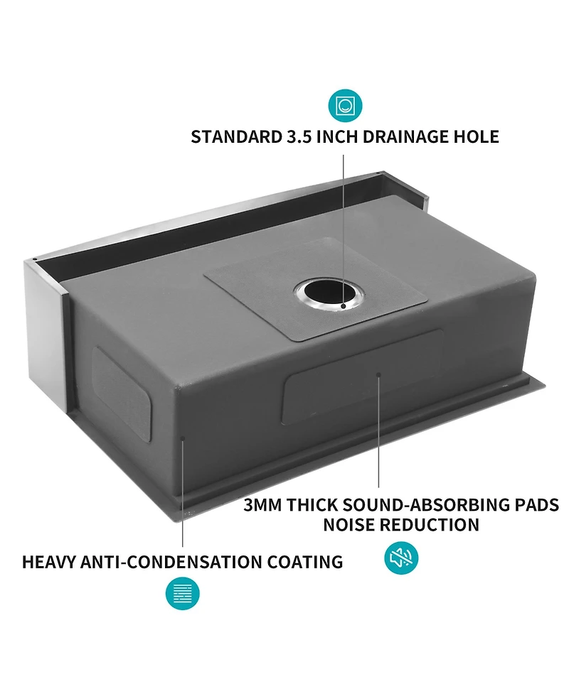 huluwat 33x22x10inch Stainless Steel Farmhouse Kitchen Sink Apron Front Workstation 16 Gauge