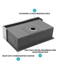 huluwat 33x22x10inch Stainless Steel Farmhouse Kitchen Sink Apron Front Workstation 16 Gauge