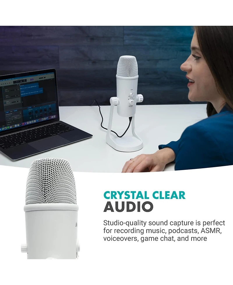 Movo UM700W White Desktop Usb Microphone for Computer