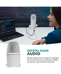 Movo UM700W White Desktop Usb Microphone for Computer