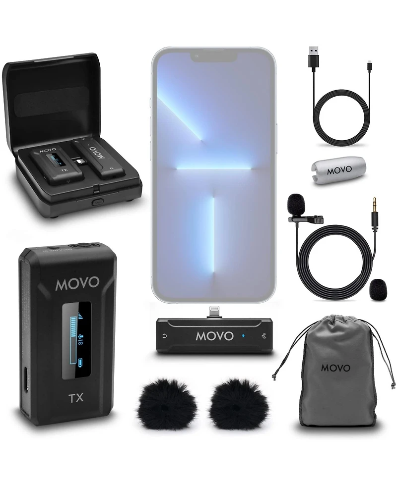 Movo Wmx-2-l Wireless Microphone for iPhone with Charging Case (Lightning)