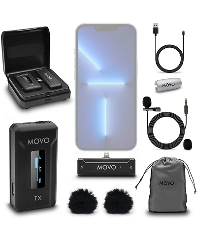 Movo Wmx-2-l Wireless Microphone for iPhone with Charging Case (Lightning)