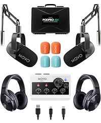 Movo PodPro-ah Portable Podcasting Bundle for 2 for Smartphones and Computers