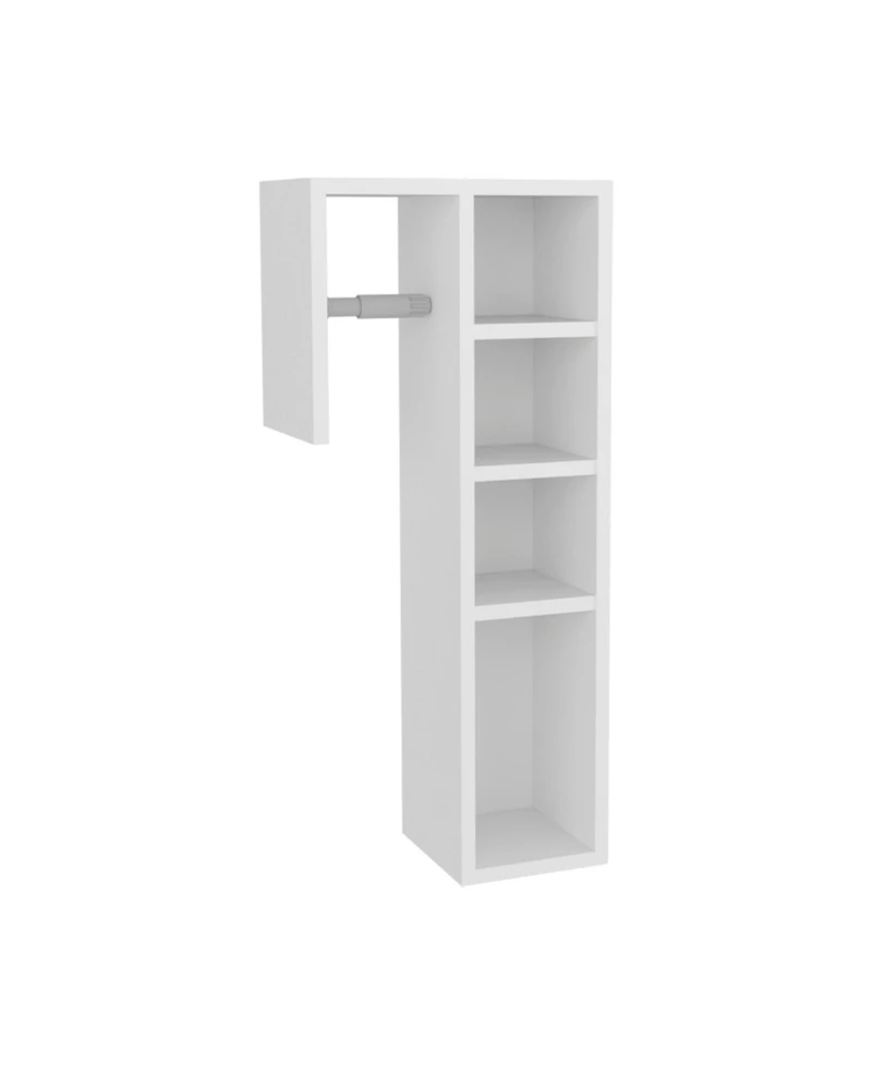 Fm Furniture Ranch, Toilet Paper Holder with 3 Open Shelves, Compact Bathroom Organizer,White