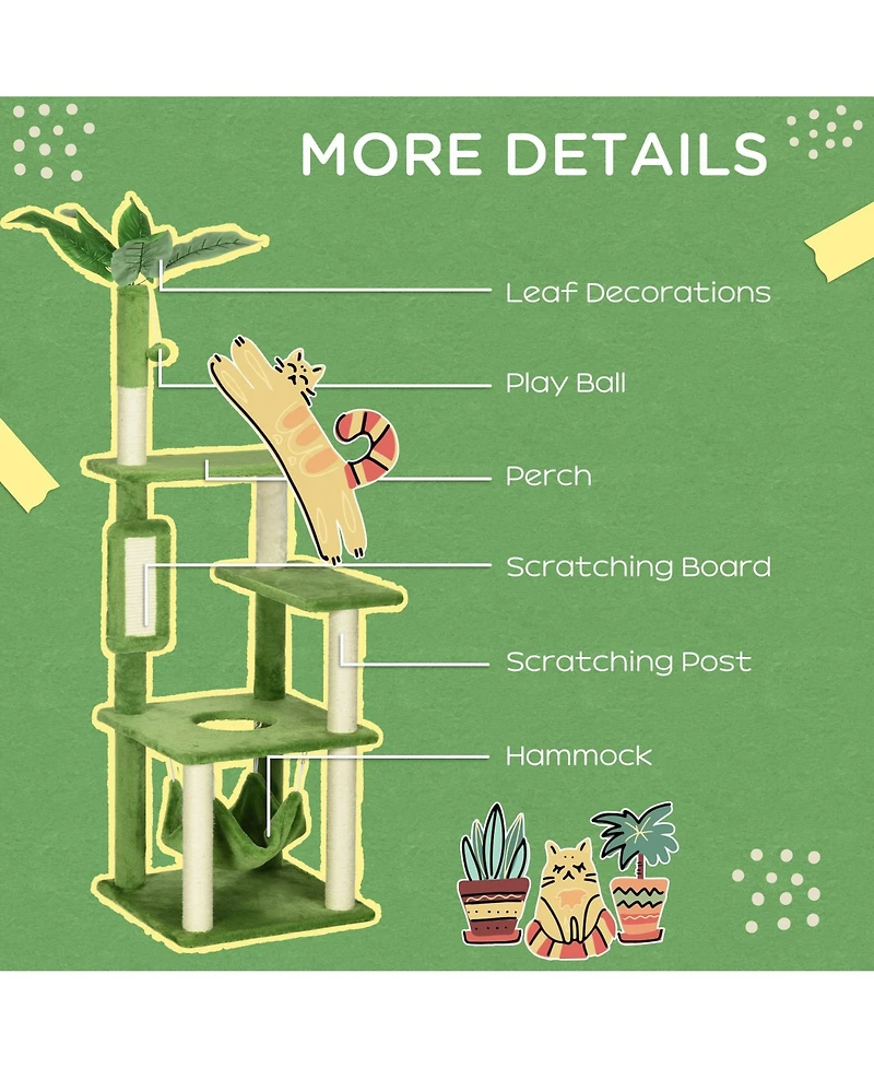 Aostirmotor 56" Cat Tree with Hammock,Scratching Post, Platforms