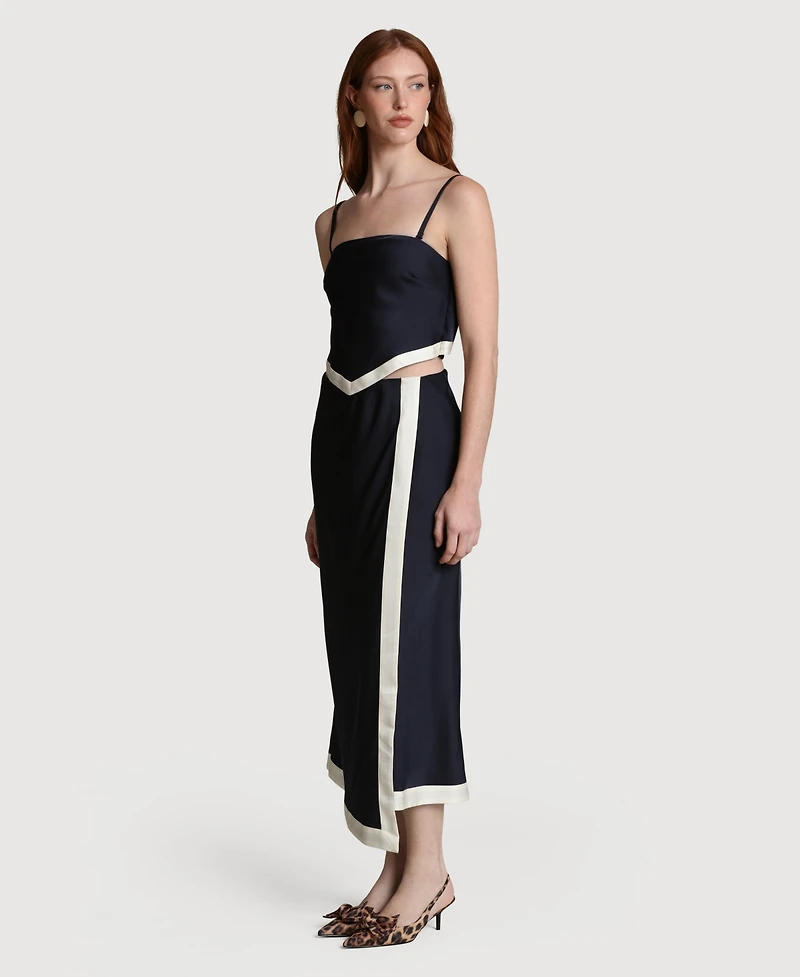 Avec Les Filles Women's Asymmetrical Wrap Midi Skirt