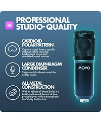 Movo PodPak2T 2-Pack Universal Xlr Condenser Microphone Podcasting Equipment Bundle for 2