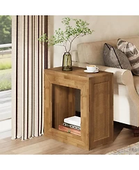 Tribesigns Rustic End Table, 2-Tier Wooden Side Table with Sturdy Base, Farmhouse Narrow Nightstand with Storage Shelf