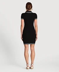 Avec Les Filles Women's Blanket Stitch Spread Collar Mini Dress